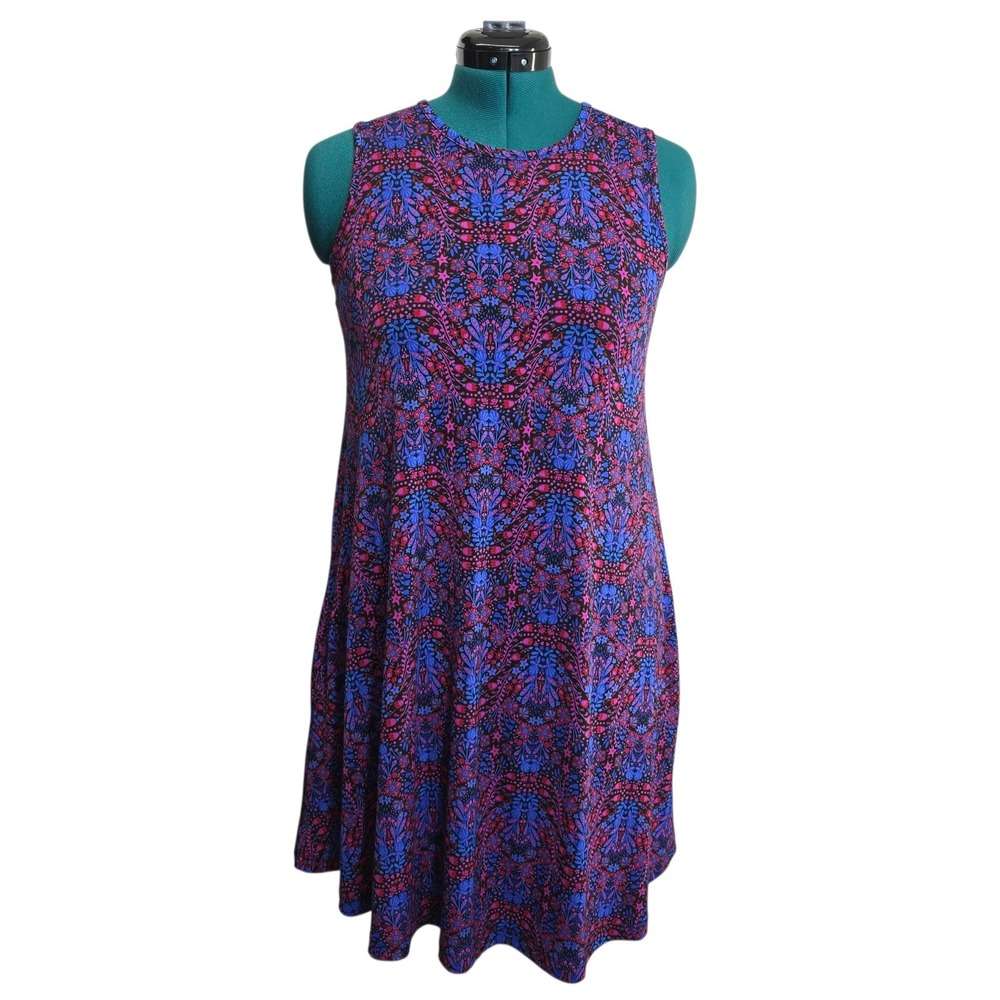 Nicole Miller New York Boho Floral Dress Sleeveless Stretch Pockets Size XS‎